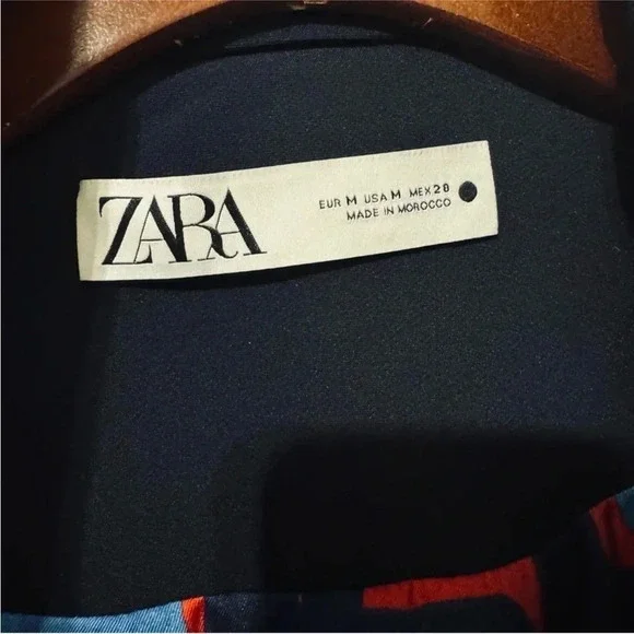 Zara Navy Blue Luxury Lapel Collar Long Sleeves Short Pocket Coat Medium NWT - Picture 8 of 9